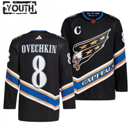 Lapsille NHL Washington Capitals Pelipaita Alexander Ovechkin 8 Adidas 2022-23 Reverse Retro 2.0 Musta Authentic